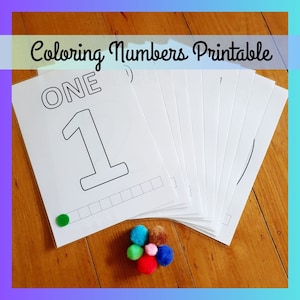 Coloring Numbers 1-10 Printable, Learning Counting Math, Homeschool Worksheet, Toddler Preschool Kindergarten Activity, Digital Download PDF