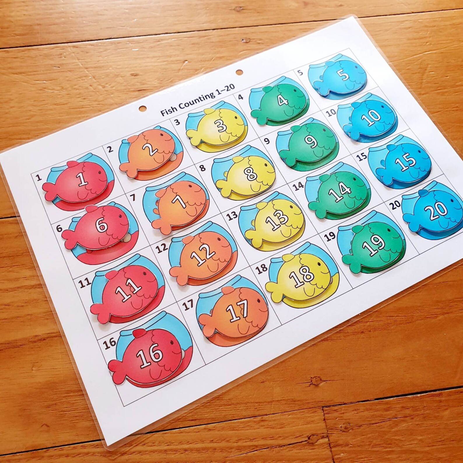 Fish Counting 1-20 Busy Book Page Matching Numbers Counting | Etsy