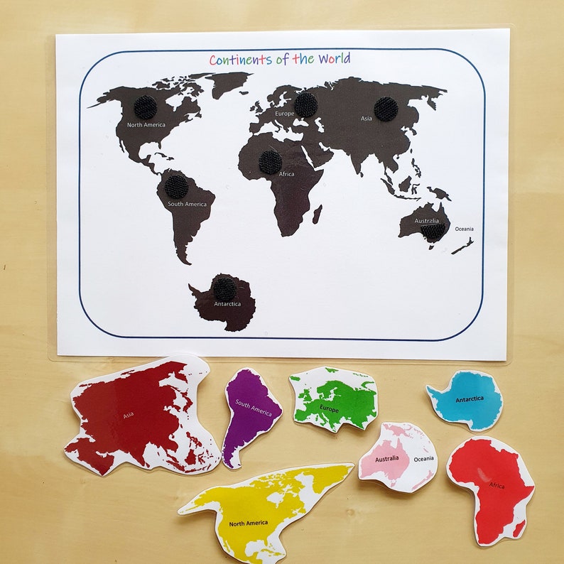 Continents Matching Free Printable