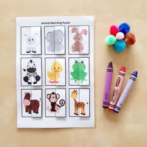 Animal Matching Puzzle Printable, Busy Binder, Montessori Homeschool ...
