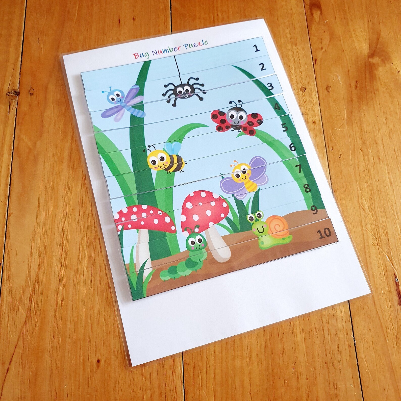 Bug Number Puzzle, Printable, Busy Book Page, Counting 1 to 10