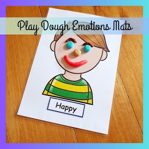 Play Dough Emotions Mats, Playdoh Feelings Faces Printable, Toddler Preschool Kindergarten Activity, Homeschool Worksheet, Digital Download