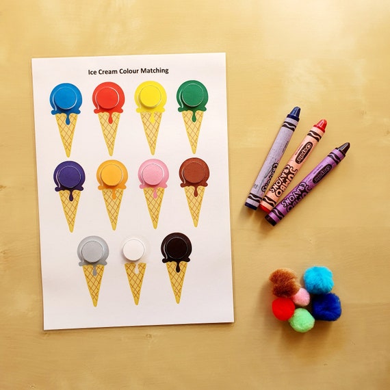Ice Cream Colour Matching Printable Busy Book Page Learn Colours