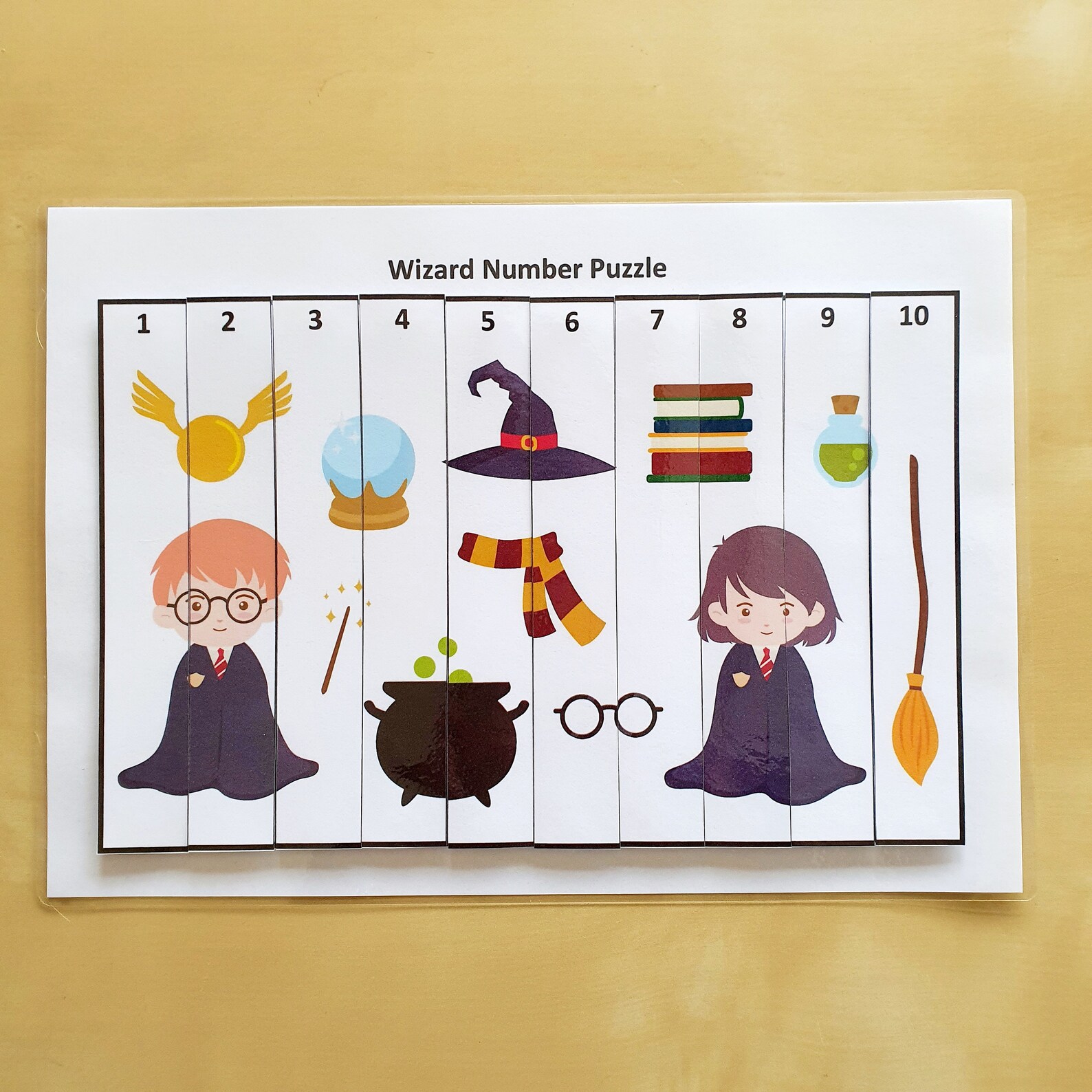 Wizard Number Puzzle, Printable, Counting 1 to 10, Count the Numbers