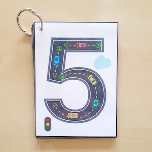 Number Tracing Flashcards, Cars and Roads, Printable, Counting, Learn Numbers, Writing, Preschool and Kindergarten Activity image 7