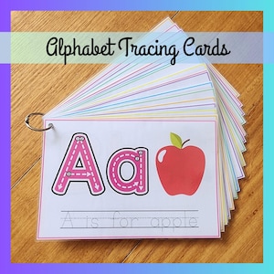 Tarjetas de rastreo del alfabeto, práctica de escritura a mano, hojas de trabajo ABC imprimibles, recurso de jardín de infantes preescolar para niños pequeños en casa, descarga digital
