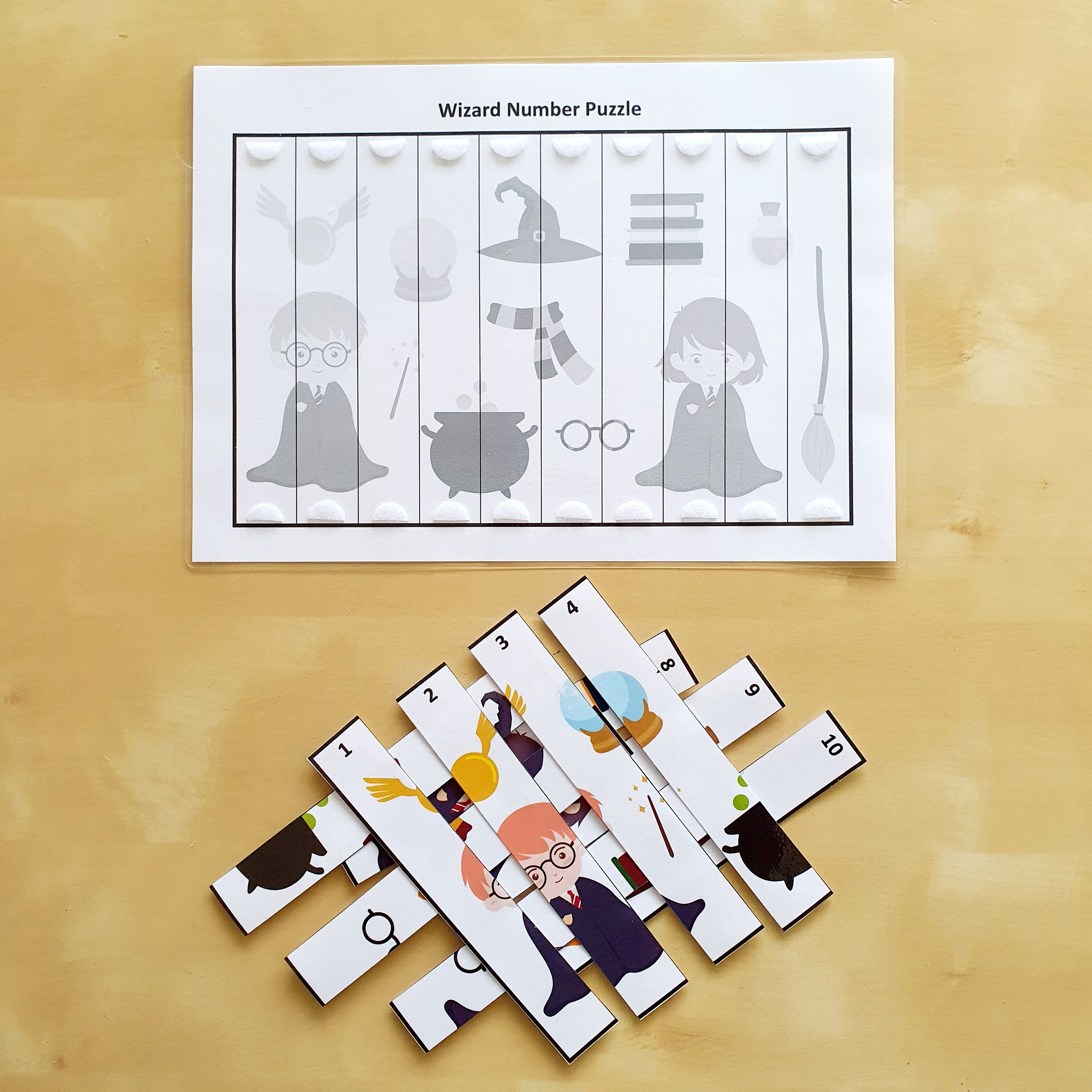 Wizard Number Puzzle, Printable, Counting 1 to 10, Count the Numbers