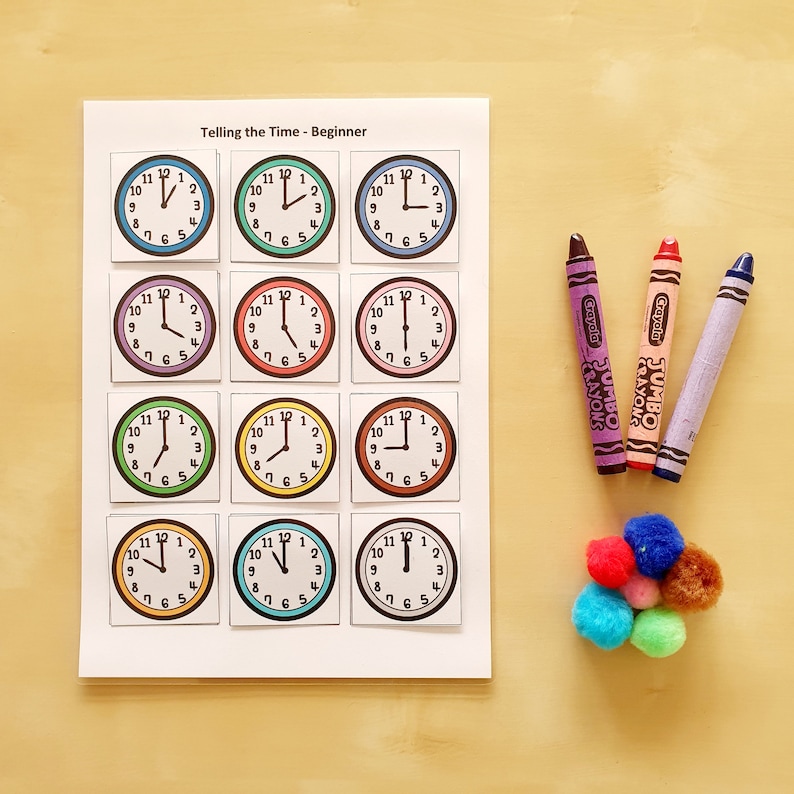 telling the time beginner printable clock learning time etsy