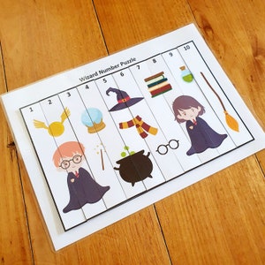 Wizard Number Puzzle, Printable, Counting 1 To 10, Count The Numbers, Digital Download, Toddler, Preschool and Kindergarten Activity