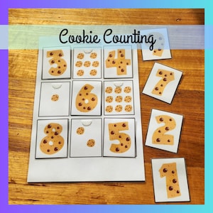 Cookie Counting Printable, Numbers Maths Busy Book, Homeschool Worksheet, Toddler Preschool Kindergarten Activity, Digital Download PDF
