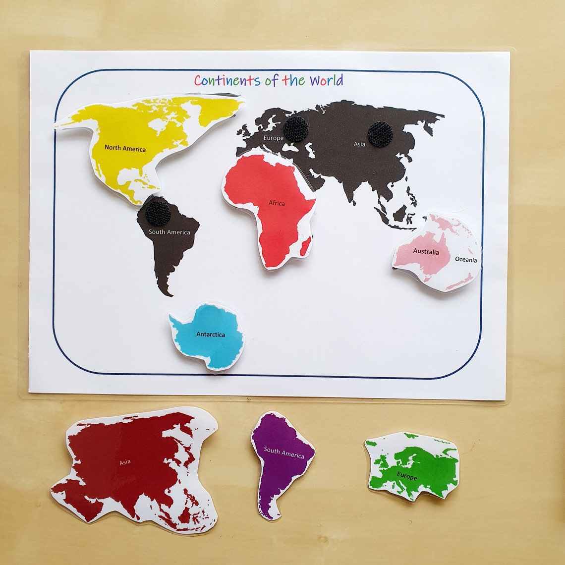 Continents Of The World Printable Matching Continents World Etsy