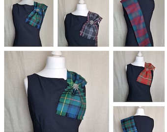 Mini écharpe à carreaux écossaise faite sur commande en 100 % laine 110 x 14 cm