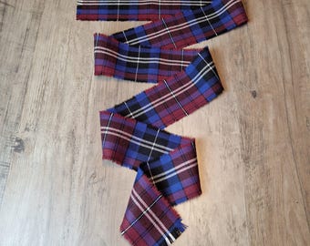 Wynn / Gwyn 100% Wool Tartan/Plaid Self Fringed Handfasting Ribbon 140cmx7cm