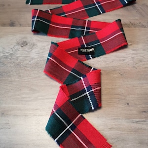 Sinclair Modern 100% Pure Wool Scottish Tartan / Plaid Open Fringe Handfasting Ribbon 140cm x 7cm