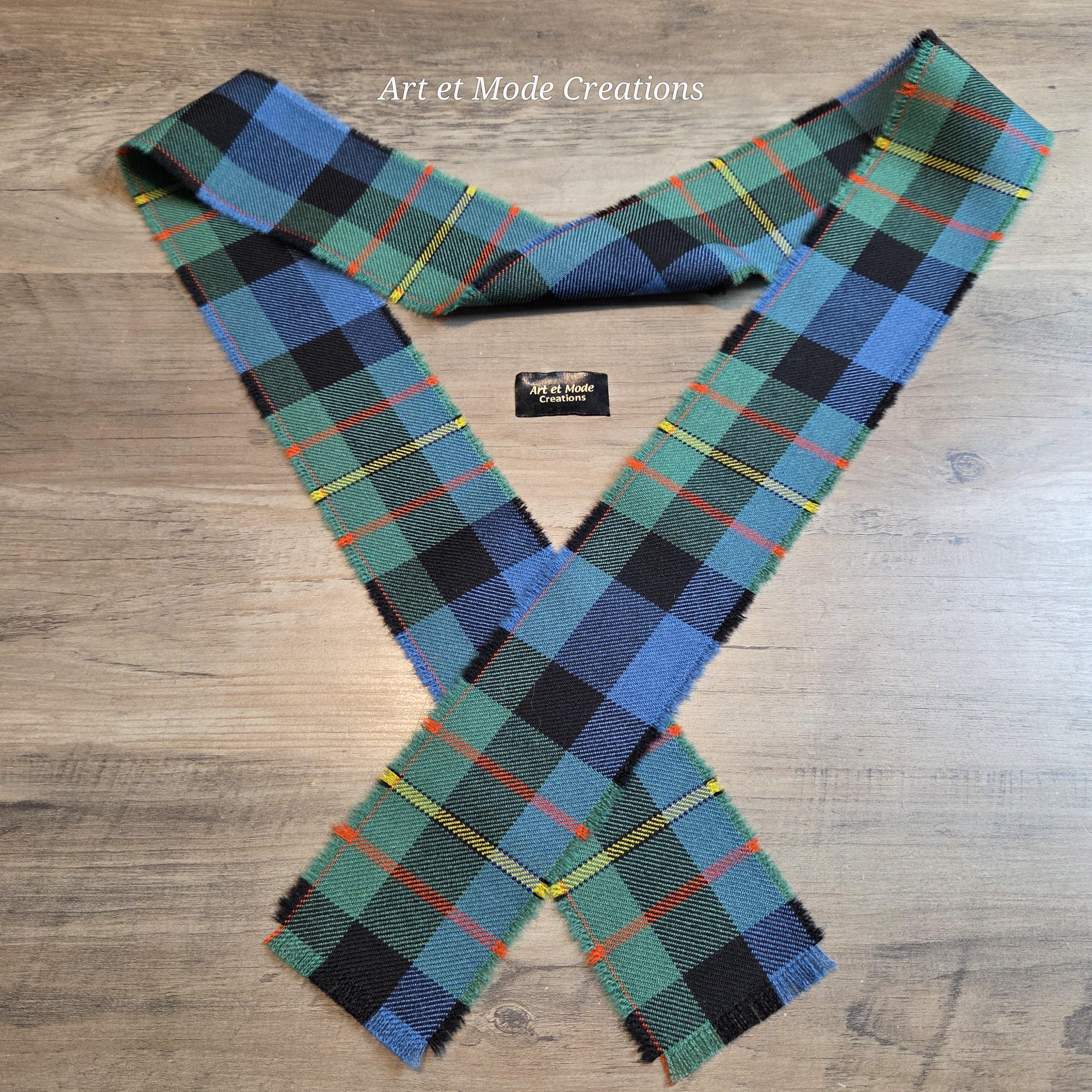 Cravatta Tartan Clan MacLaren Con Fazzoletto Da Taschino Abbinato &ndash; Pura Lana Scozzese 8oz