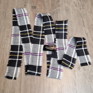 Vestido MacPherson 100% lã pura nova Tartan/Xadrez Fita com franjas 150cmx3cm
