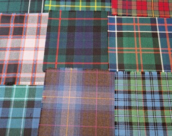 Bundle / Pack of 9 Scottish Tartan / Plaid 100% Wool Fabric Offcuts Perfect For Small Craft Projects, Quilting and Patchwork