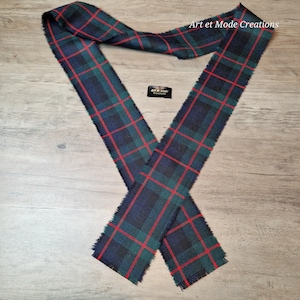 Blue and Green  100% Wool Tartan/Plaid Self Fringed Handfasting Ribbon 140cmx7cm