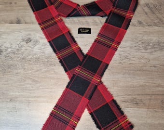 Cinta para atar a mano con flecos, 100 % lana, estilo tartán/cuadros, herencia alemana, 140 cm x 7 cm