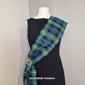Lamont Antike 100% Reine Wolle Tartan / Plaid Offene Fransen Fransen Schärpe 250cmx15cm