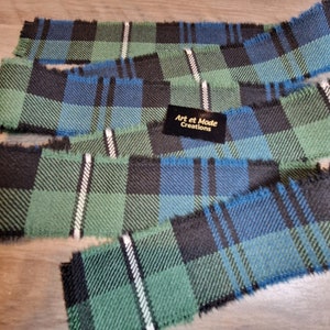 Forbes Muted 100% lã Tartan / Xadrez Fita com franjas 200cmx4,5 cm