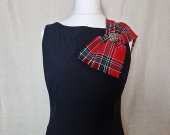 MacBean Mini faja moderna con flecos, tartán escocés/cuadros, 100 % lana, 110 cm x 14 cm