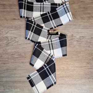 Erskine Schwarz / Weiß 100% Reine Wolle Tartan/Plaid Selbst Fransen Band 140cmx7cm
