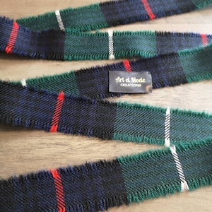Tartan 100 % laine moderne MacKenzie / Ruban à carreaux avec franges 200 x 5 cm