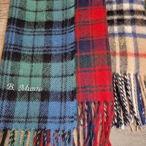 Scottish Tartan / Plaid Lambswool Scarf with option to Personalise 140cmx24cm