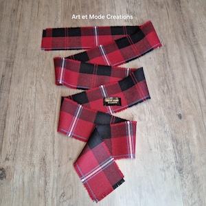 Cunningham Muted 100% Pure New Wool Tartan / Plaid Self Fringed Handfasting Ribbon 7cm x 140cm
