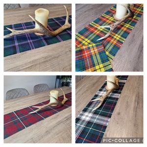 Tartan / Plaid Open Fringe Table Runner Made to order in 100% Pure New Wool