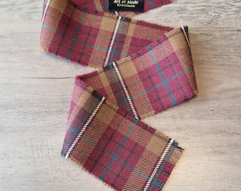 County Tyrone 100% pura lana virgen tartán/cuadros cinta para sujetar a mano con flecos 140 cm x 7 cm