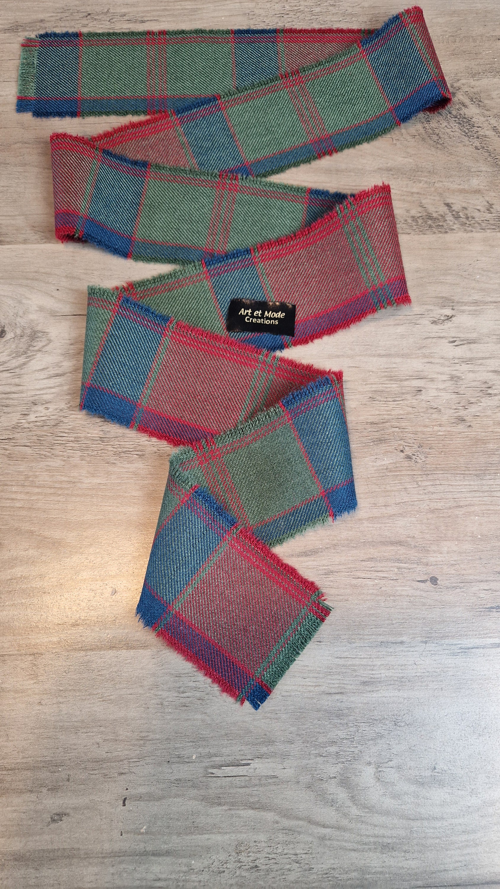 MacQuarrie Muted 100% Wool Tartan/Plaid Self Fringed Handfasting Ribbon 140cmx7cm