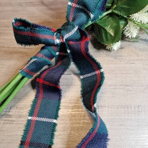 Fita xadrez/tartan 100% lã pura moderna Duncan com franjas 140 cm x 3 cm