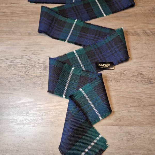 Lamont Modern 100% pura lana tartán/cuadros cinta para sujetar a mano con flecos 140 cm x 7 cm