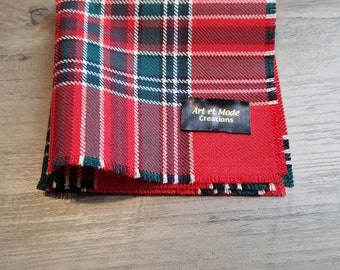 MacBean Modern Tartan/Plaid Open Fringe Pocket Square 100% Pure New Wool 27cmx27cm
