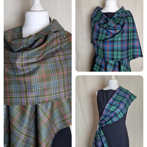 Shawl/Stole ,Made to order in your choice of 100% Pure New Wool Tartan/Plaid 200cmx45cm