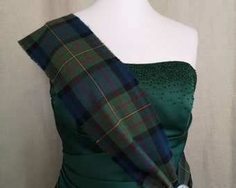 MacLaren Muted 100% Pure Wool Tartan/Plaid Self Fringed Sash 220cmx15.5cm