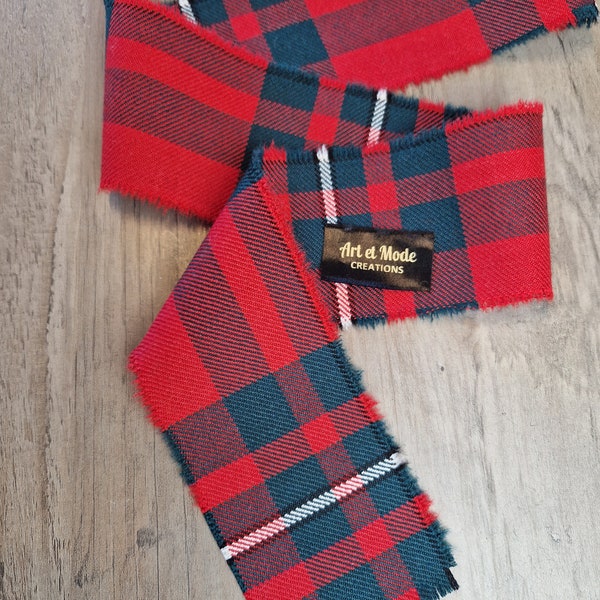 MacGregor Red Modern 100% Pure New Wool Tartan/Plaid Self Fringed Handfasting Tie or Binding Ribbon 140cmx7cm