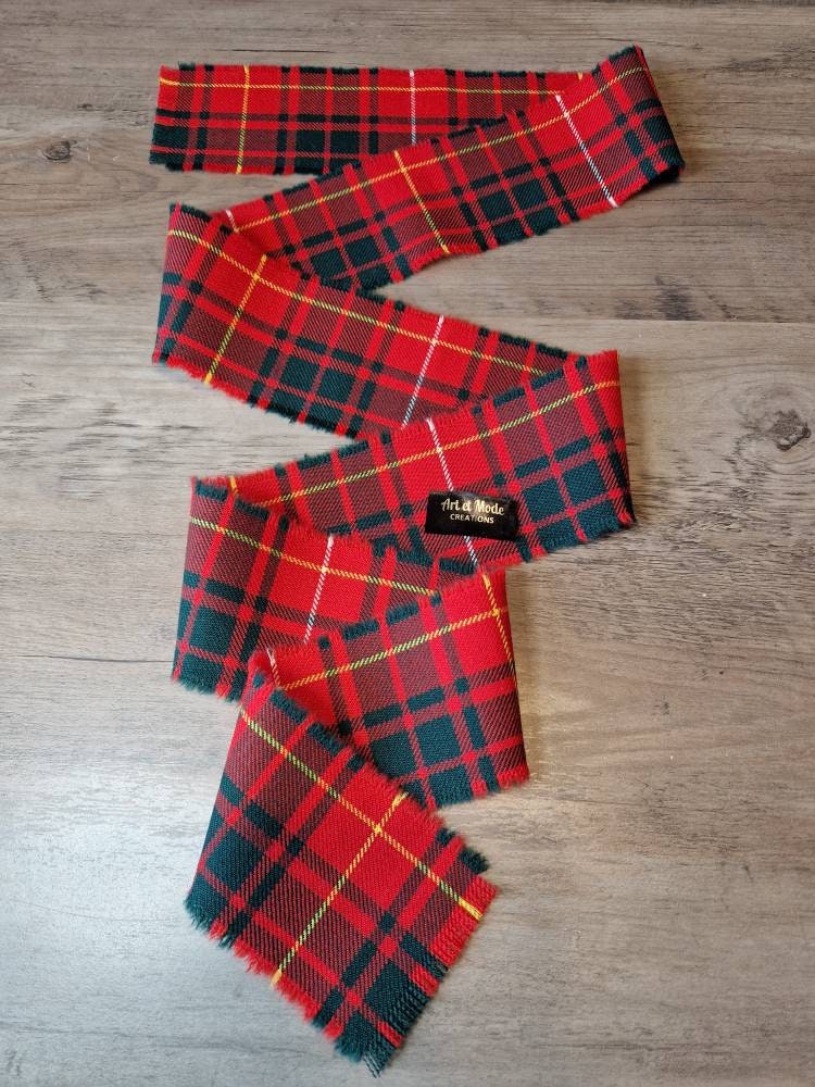 Bruce Modern 100% Wool Tartan/Plaid Self Fringed Handfasting Ribbon 140cmx7cm