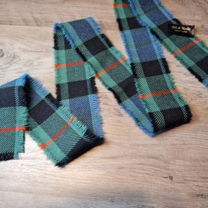Gunn Ancient 100% lã pura tartan / fita xadrez com franjas abertas 110 cm x 3 cm