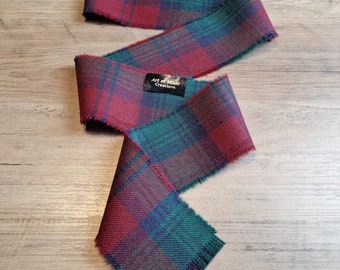 Lindsay Modern 100% Wool Tartan/Plaid Self Fringed Handfasting Ribbon 140cmx7cm
