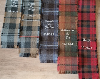 Tartan Handfasting Ribbon, custom made in over 400 different tartans , with or without  personalised embroidery 140cmx7cm