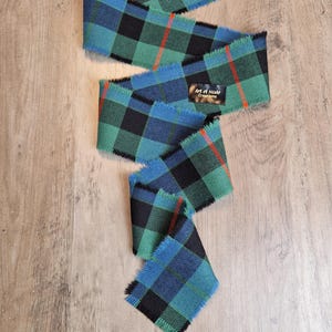 Gunn Ancient 100% Pure Wool Tartan / Plaid Self Fringed Handfasting Ribbon 140cmx7cm