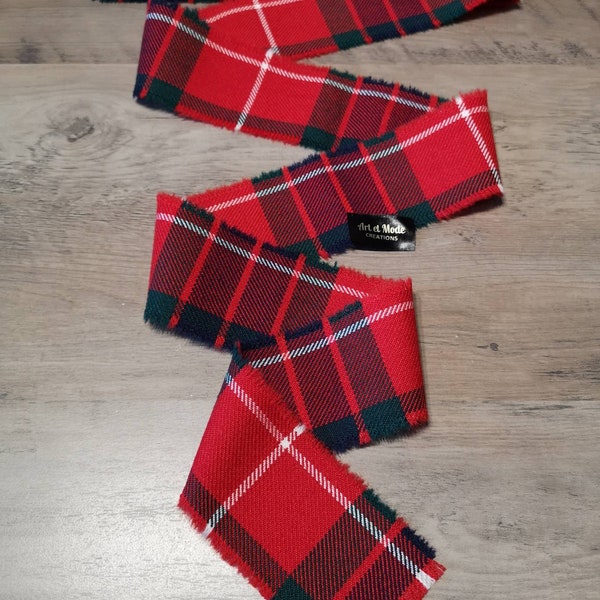 Fraser Red Modern 100% Wool Tartan/Plaid Self Fringed Handfasting Ribbon 140cmx7cm