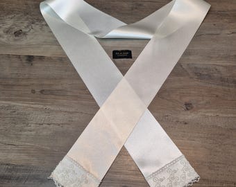Cinta de satén color marfil Beatrice para ceremonia nupcial, 140 cm x 7 cm.
