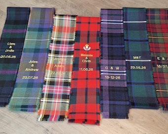 Tartan Handfasting Ribbon, custom made in over 400 different tartans , with or without  personalised embroidery 140cmx7cm