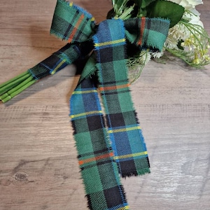 Fita xadrez/tartan 100% lã antiga Ogilvie com franjas 150 cm x 3 cm