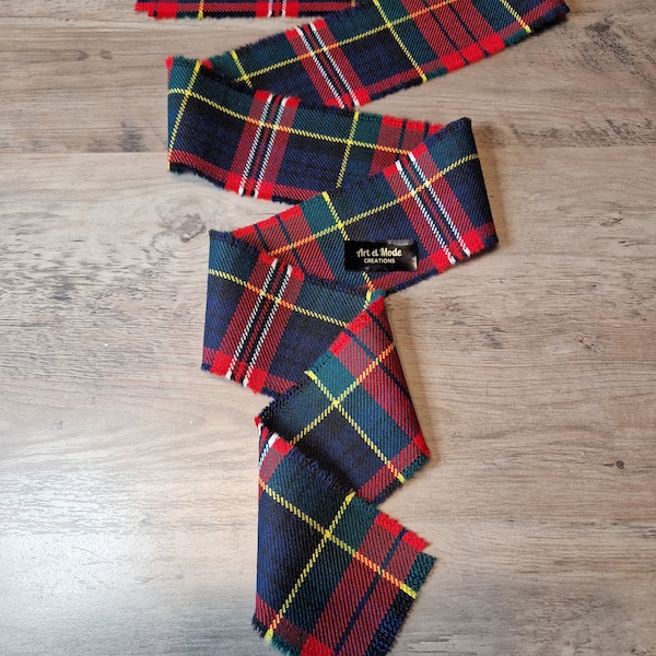 MacPherson Clan Modern 100% Wool Tartan/Plaid Self Fringed Handfasting Tie or Binding Ribbon 150cmx7.5cm