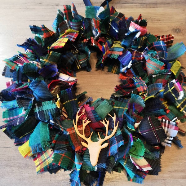 Handmade Scottish Tartan/Plaid Multicolored Modern Bespoke Wreath, Colourful, Original, Scottish Heritage, Wall Décor, Door Hanger